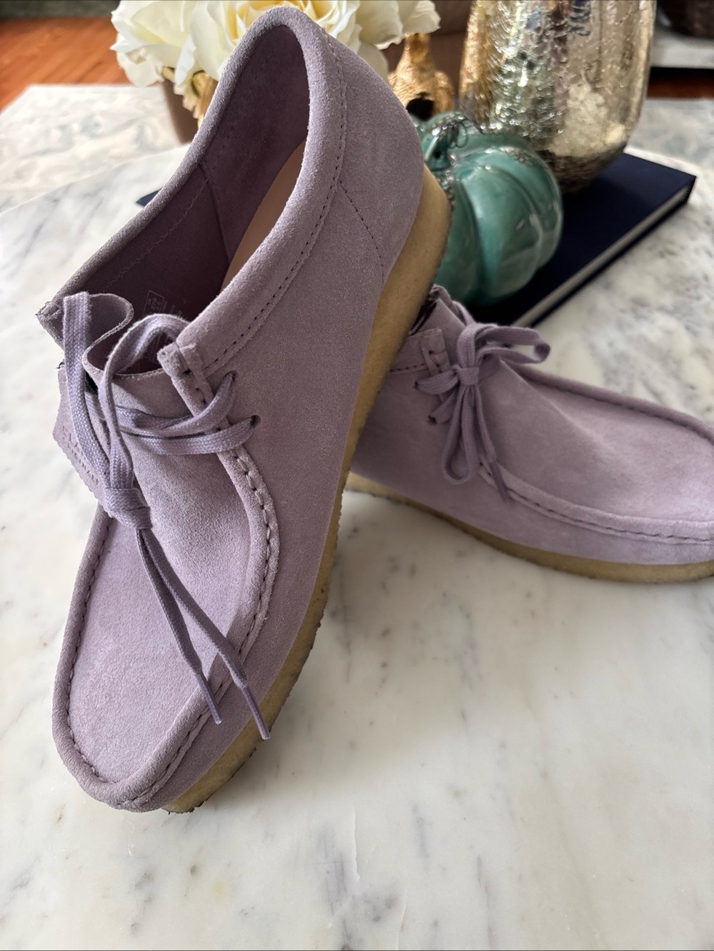 Clarks Men's Lavender Suede Wallabee-Style Moccasins 10